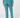 A person shown from the back wearing teal fitted pants, a ribbed long-sleeve top, and teal socks.