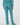 A person shown from the back wearing teal fitted pants, a ribbed long-sleeve top, and teal socks.