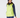A woman wearing a bright neon yellow-green zip-up puffer golf vest over a navy long-sleeve top and navy leggings, with a navy knit beanie.