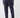 A person shown from the back wearing dark navy golf trousers, a navy and white patterned long-sleeve top, and navy-and-white patterned socks.