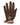 A single brown glove with a faux fur cuff and a silver embroidered star logo on the back of the hand.