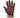A single brown glove with a faux fur cuff, front of the hand.