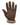 A single brown glove with a faux fur cuff, front of the hand.