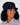 A smiling woman with curly black hair wearing a navy blue ribbed knit visor with a small star logo.