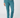 A person wearing slim-fit teal pants with a matching long-sleeve top and teal socks.