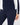Close-up of a person wearing a navy ribbed knit top with white side panels and matching navy golf leggings.