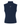 A sleeveless ribbed knit turtleneck sweater vest in navy blue, featuring a small circular white star logo on the upper chest.