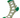 A single crew ladies golf sock with a white base covered in a green, brown, and purple woven-look pattern, finished with solid green cuff, heel, and toe.