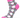 A single ankle golf sock with a white background and a colorful abstract woven pattern in pink, brown, and light blue, finished with solid pink toe, heel, and cuff.
