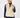 Front view of a woman wearing a ribbed knit quarter-zip golf vest in cream, worn over a navy long-sleeve top and paired with navy leggings and a cream beanie with a navy stripe.