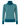A teal and white patterned knit turtleneck golf sweater displayed on a ghost mannequin.