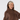 Frost Snood in Spanish Steps print worn as a headband with brown fleece jacket, front view.
