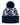 Navy and white women’s knit golf beanie with abstract star pattern, ribbed cuff and navy pom-pom.