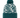 A knit pom-pom beanie hat featuring a dark teal green and white abstract leaf-like pattern on the crown, with a solid dark teal green ribbed cuff and matching pom-pom.