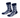 A pair of navy blue golf crew socks with a white geometric zigzag pattern.
