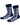 A pair of navy blue golf crew socks with a white geometric zigzag pattern.
