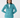 Teal women’s quarter-zip golf pullover with patterned trim, paired with matching patterned golf leggings.