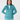 Teal women’s quarter-zip golf pullover with patterned trim, paired with matching patterned golf leggings.