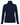 A navy blue ribbed roll neck sweater with contrasting white sleeve stripes, shown from the back on a clean white background.