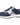 Maeve Winter women's golf shoe in navy and silver with lace-up design and spiked sole, side view