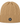 A tan cable-knit beanie hat with a folded cuff and a small circular black logo patch featuring a white star design, shown against a plain white background.
