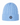 Blue cable-knit golf beanie with ribbed cuff and circular star logo patch.