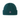 A dark teal green ribbed knit beanie hat with a small circular logo featuring a white star on the front cuff.