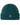 A dark teal green ribbed knit beanie hat with a small circular logo featuring a white star on the front cuff.