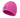 A bright pink cable-knit beanie hat with a ribbed cuff and a small circular black logo patch featuring a white star.
