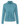 A women's long-sleeve button-up golf shirt in teal blue with an all-over white abstract line pattern.