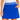 A close-up of a bright royal blue golf mini skort with a white and blue patterned waistband, zippered side pockets, and silver star-shaped zipper pulls.