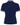 Shown from the back, a navy blue short-sleeve polo shirt with a white polka dot pattern and white wavy trim on the collar and sleeve cuffs.