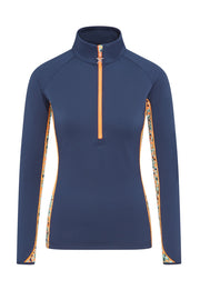 Sophie 1/4 Zip Mid Layer | Apricot & Navy